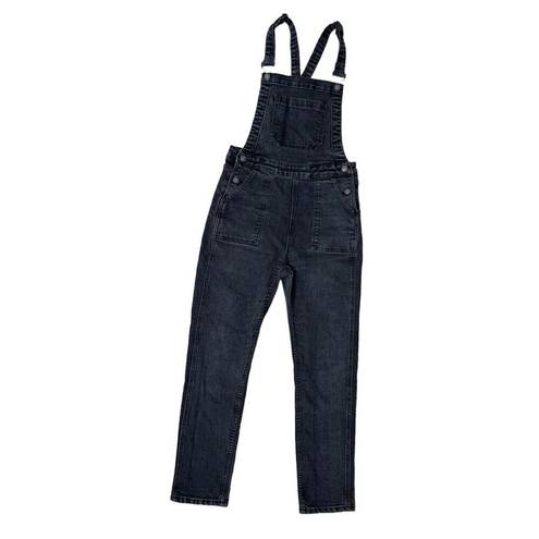 Brandy Melville  Uma Slim Fit Cross Strap Overalls Washed Denim Black Size M