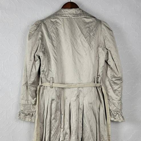 Laundry by Shelli Segal  Womens Trench Coat Size M Cream Sheen Belted Quilt Lined