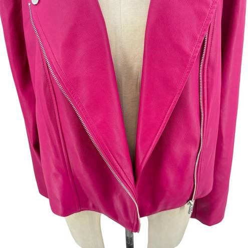 Eloquii  Faux Leather Moto Jacket Very Berry Pink Plus Size 22/24