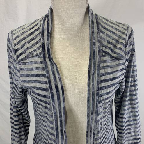 Live and let live  Open Front Asymmetrical hem Gray Striped Cardigan Size Medium