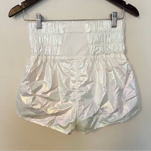 Free People  Movement Way Home Shine Irridescent White Shorts Size Small RARE