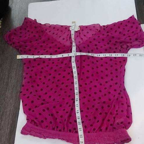 belle du jour  Sheer Tie Front Blouse Pink/Black Size S