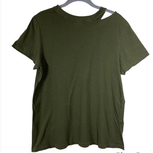 n:philanthropy Zander Distressed Short Sleeve Cotton T Shirt Olive Green Medium