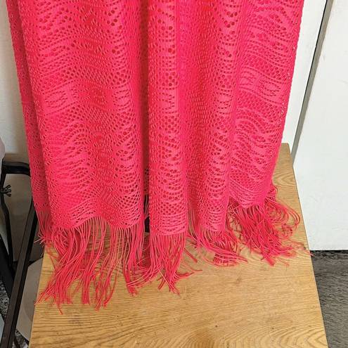 London Times  Womens Dress Size Plus Size 16 W Crochet Knit Fringed Bohemian Boho