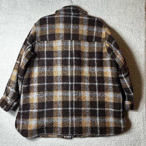 Madewell  Shacket Womens 1X Brown Plaid Wool Alpaca Belrose Shirt Jacket NEW