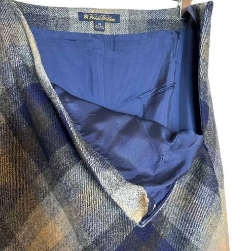 Brooks Brothers  Wool Plaid Diamond Print Below Knee Length Full Skirt Size 14
