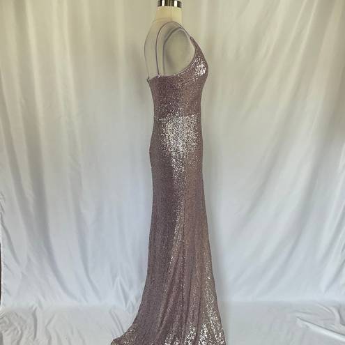 AQUA Women's Formal Dress by  Size 6 Purple Sequined Sleeveless Long Evening Gown