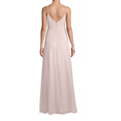 Petal Levkoff Bridesmaid  Pink Chiffon V-back A-line Gown Dress 6 NEW