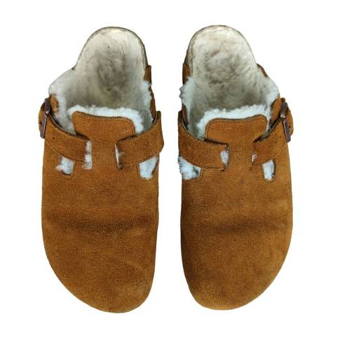 Birkenstock  Boston Clogs Camel Brown Suede Leather - EU Size 39 Women's Size 8