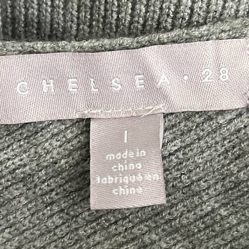 Chelsea 28 Sweater Dress Grey Knit Wrap Top Vneck Belted Side Slit Size Large