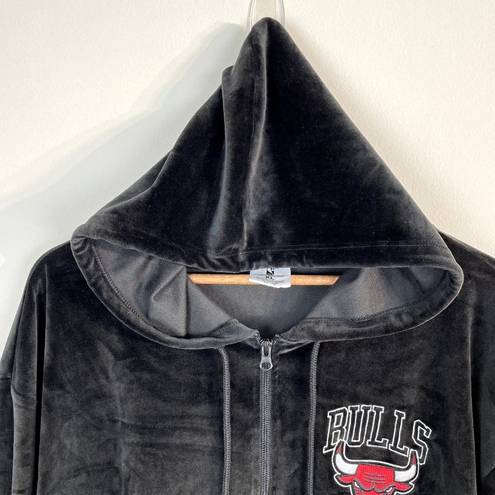 Nba  Chicago‎ Bulls Sweatshirt Jacket Hoodie Zip Up Womens Size XL Black Velour