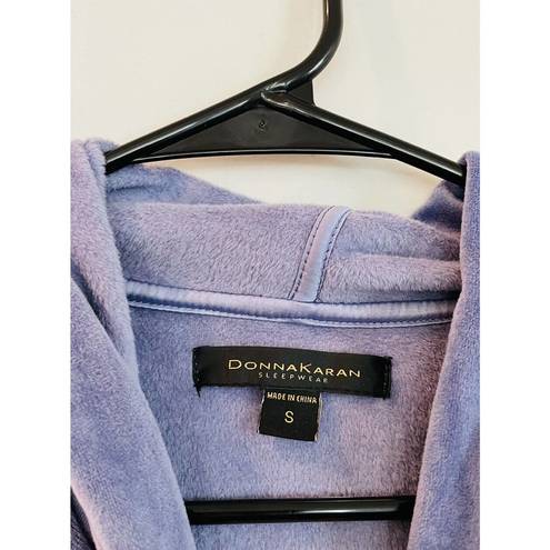 Donna Karan  Purple Velour Sweatshirt Soft S Oversized Hooded Cozy B5