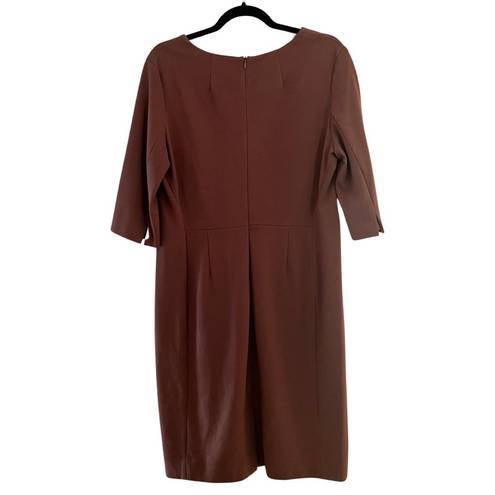 MM.LaFleur  V-Neck 3/4 Sleeve Warm Brown Career Sheath Dress Sz 16