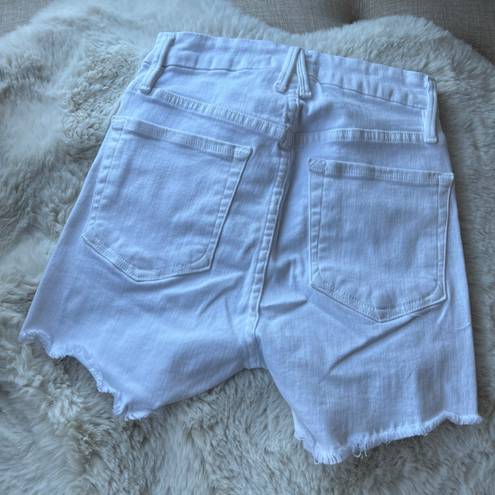 Good American White Ripped High Waisted Cutoff Shorts Size 0 NWT