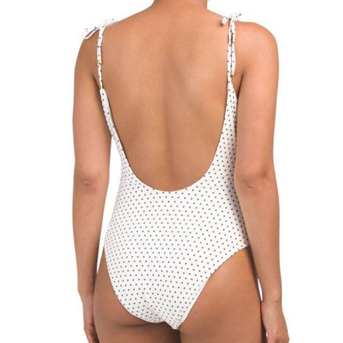 Vitamin A  Size 4 XS Valentina Ecorib One-Piece Rumba Polka Dot Swimsuit White