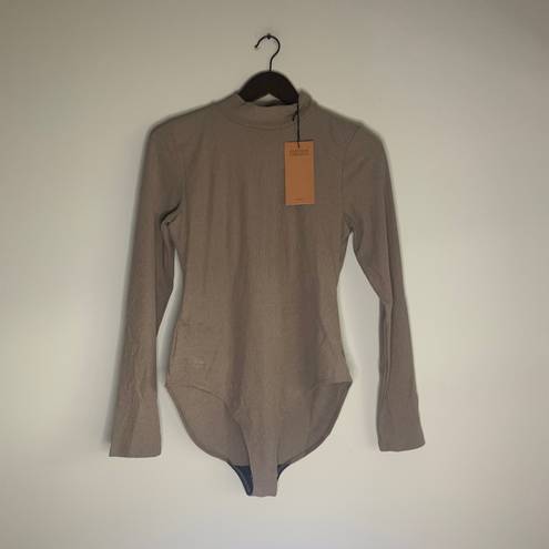 Girlfriend Collective Fog Heather Vivien Mock Neck Bodysuit Extra Large NWT