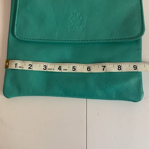 Vera Pelle  TEAL COLOR ITALIAN LEATHER CROSSBODY WITH ADJUSTABLE STRAP