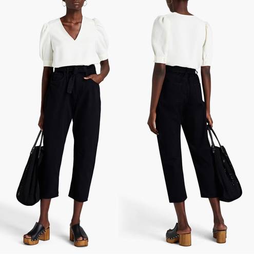 Ba&sh  • Jalia Trousers jeans belted crop high waist paper bag Blackstone denim