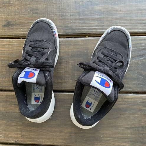 Champion  Super C Court Low Black Canvas Shoes Size US 5.5W 5.5 Wide Sneakers