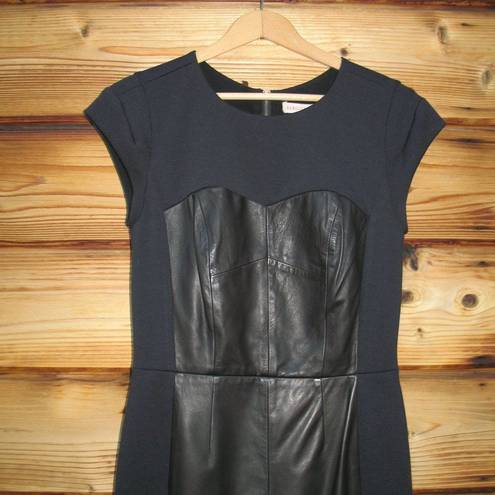 Rebecca Taylor Black Leather Bustier Sheath Dress