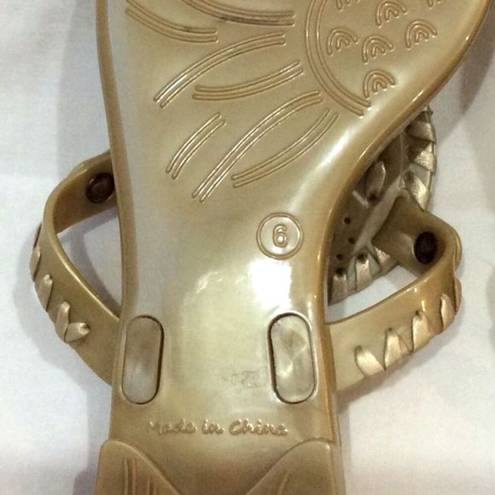 Jack Rogers  Gold Jelly Sandals Flat PVC Thongs Flip Flops Georgica Sz 6 New