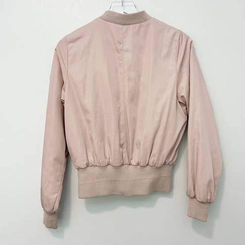 Bishop and Young  Satin Bomber Jacket in Dusty Rose