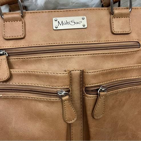 MultiSac  Vegan Leather Tote/ Shoulder Bag Camel Tan