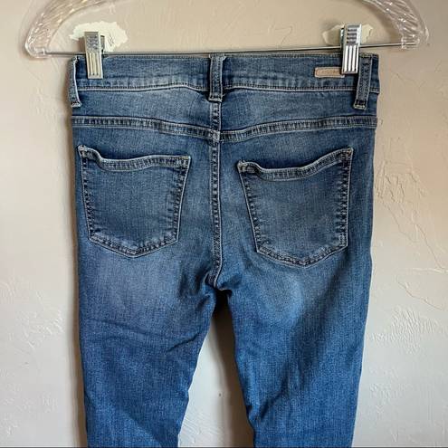 Sneak Peak Sneak Peek Mid Rise Distressed Skinny Raw Hem Denim Jeans