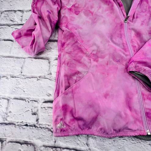 Adidas  Windbreaker Jacket Large Purple Tie Dye Full Zip Long‎ Sleeve Outdoor