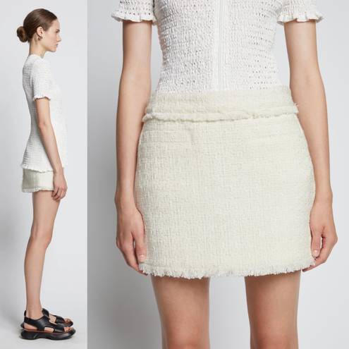 Proenza Schouler White Label fringed cotton-blend tweed mini skirt size 8 medium