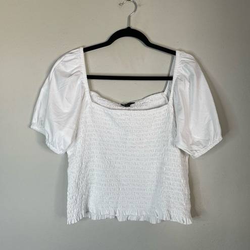 J.Crew  Smocked broken-in jersey cropped top white