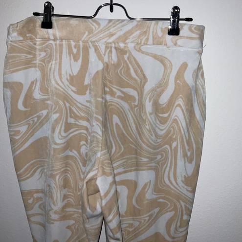 Juicy Couture White Tan Swirl Sweatpants Size large Micro Sherpa Lined Warm