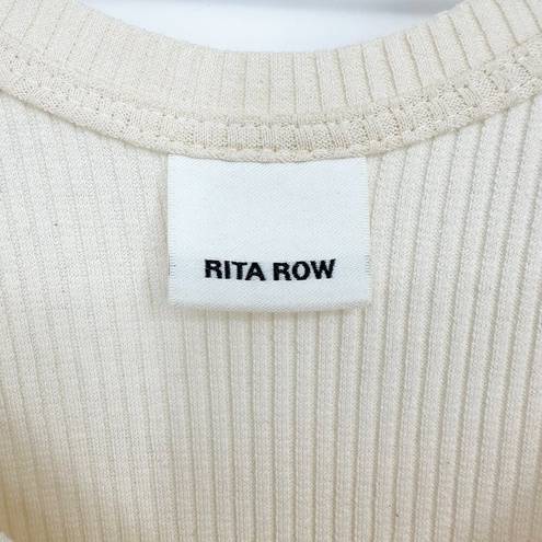 The Row Rita Scoop Neck Ribbed Knit Sleeveless Sweater Tank Dress Cream Midi S