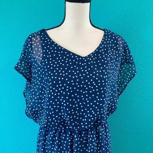 Lush Clothing Lush blue and white polka dot dress