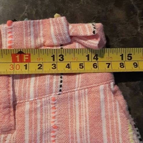 Parker  Carlo Striped Pink & White Paperbag High Rise Shorts Size 6