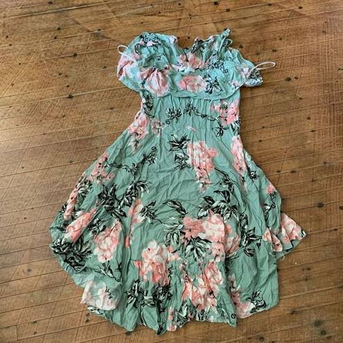 Abel the label  Australia green & pink flower ruffle S sundress