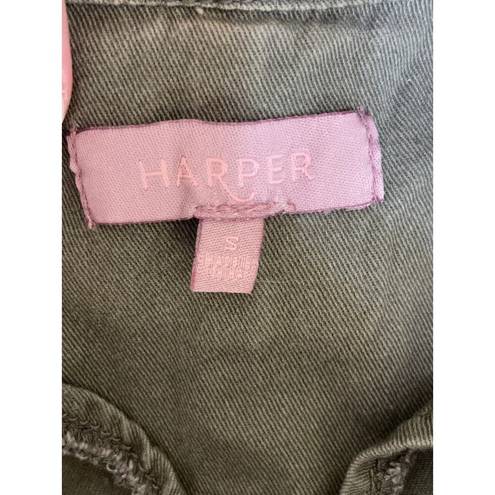 Harper  Army Green Vest With Colorful Pocket Accents Size S 100% Cotton