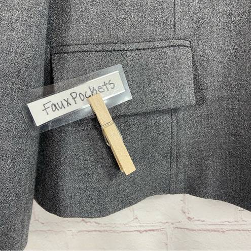 Rafaella  Womens Blazer Jacket Sz 10 Wool Line Solid Gray Career Office Button