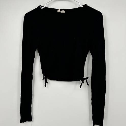 Sky And Sparrow Cinched Long Sleeve Crop Top