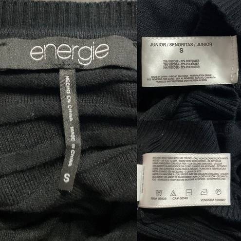 Energie  Black Striped Raglan Long Sleeve Lightweight Sweater Small