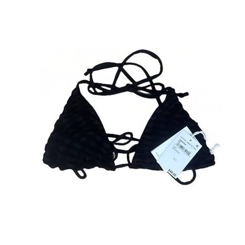 Good American NWT  Black Jacquard Wave Check Tiny Ties Bikini Top Size X-1