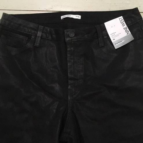 Nine West Womens  16 Super Stretchy Kick Flare Pants Black Pearlescent High Rise