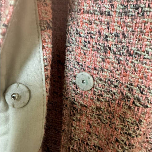 J.Jill  Womens Peach Tan Tweed Button Up Jacket Blazer Snap Button Medium