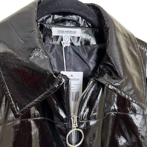 Good American  NWT patent faux leather biker jacket size Small