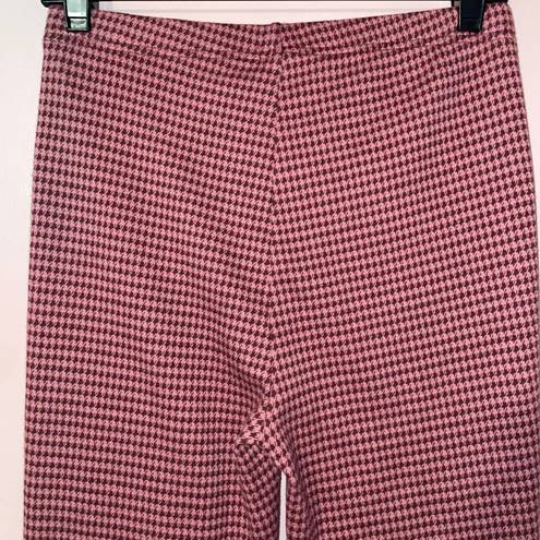 Aerie Red Pink Houndstooth Flare Pants Size S NWT!