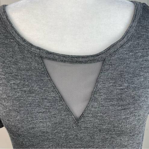 Glitz NWT  Mesh Strappy Short Sleeve Top (Charcoal Gray) - XL