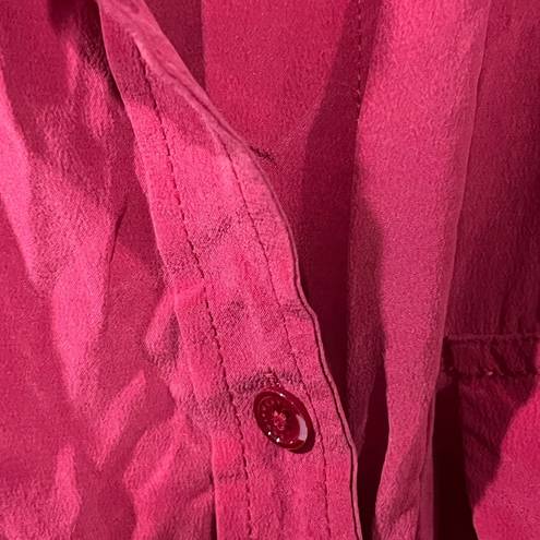 Equipment Silk Button Down Blouse/ Top, sz L RASPBERRY RED lived-in classic cut