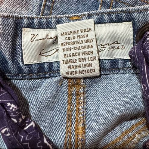 Vintage Havana  Blue Denim Distressed Cut-off Shorts with Bandana Belt Size 25