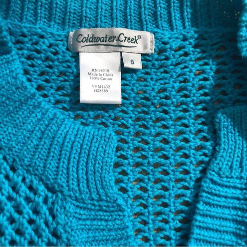 Coldwater Creek  cardigan sweater crochet  blue open see through Size S