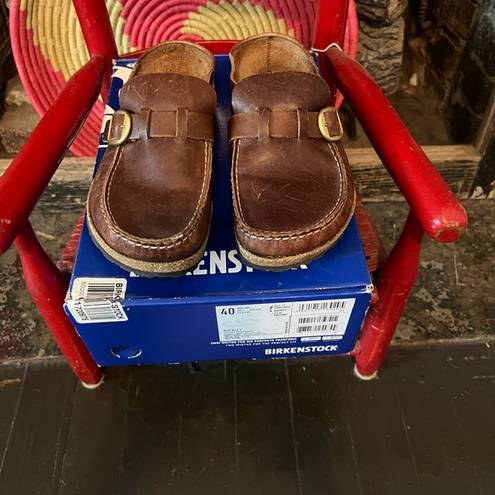 Birkenstock natural leather "buckley" clog (with box)